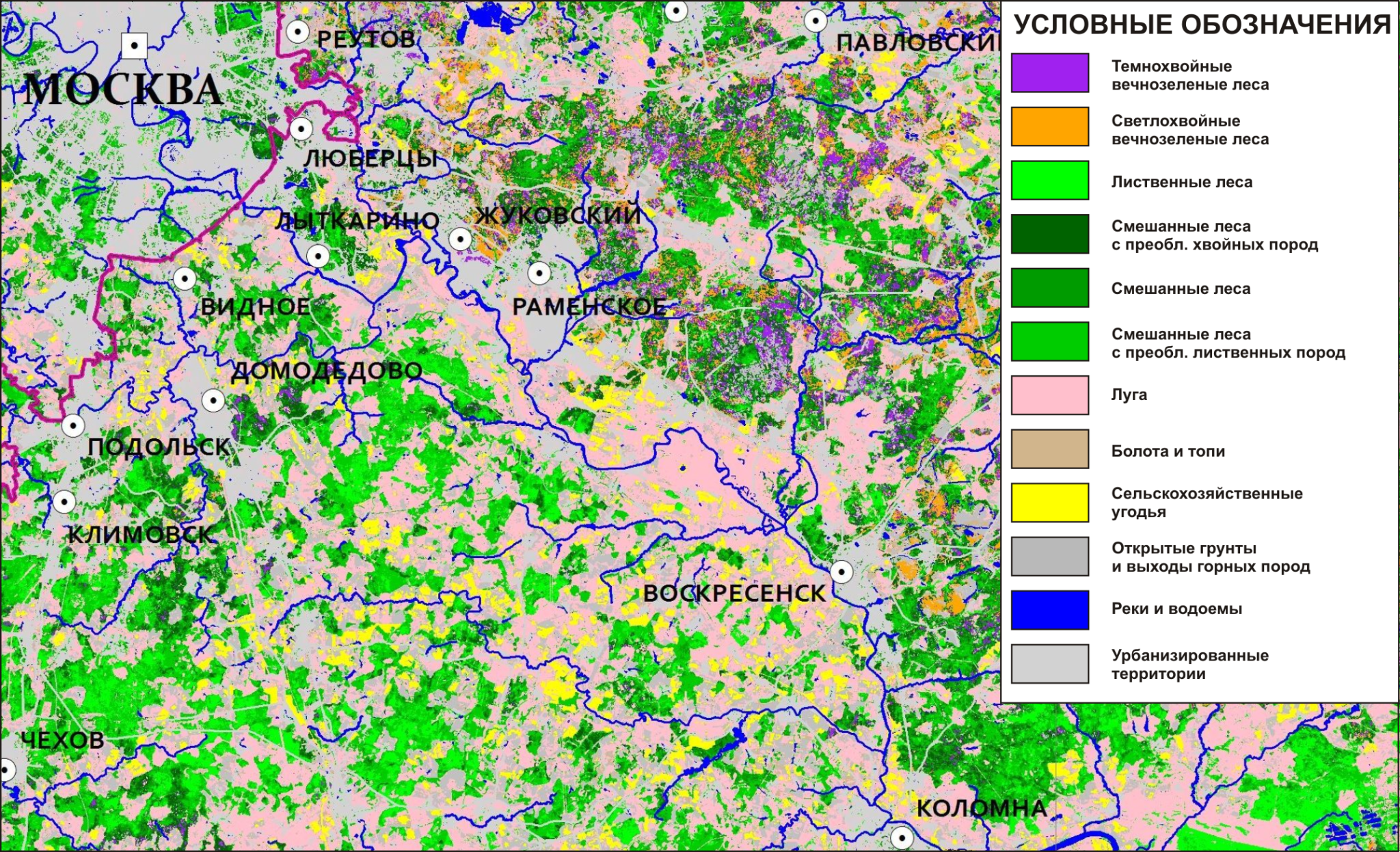 Карта леса подмосковья хвойные